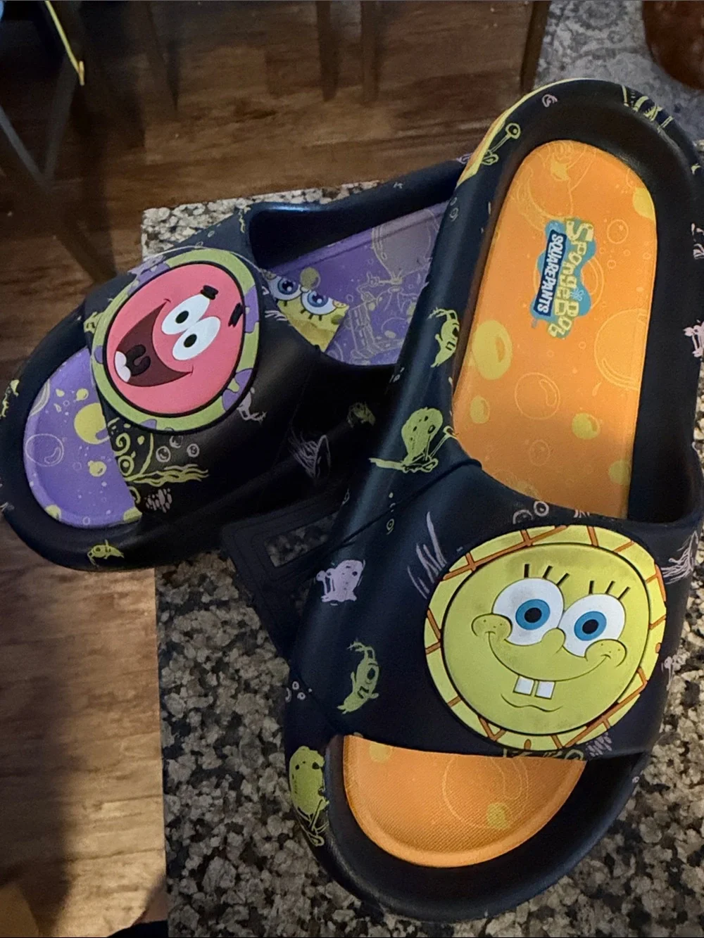 SpongeBob SquarePants Kids Black Clogs with Orange & Purple Insoles